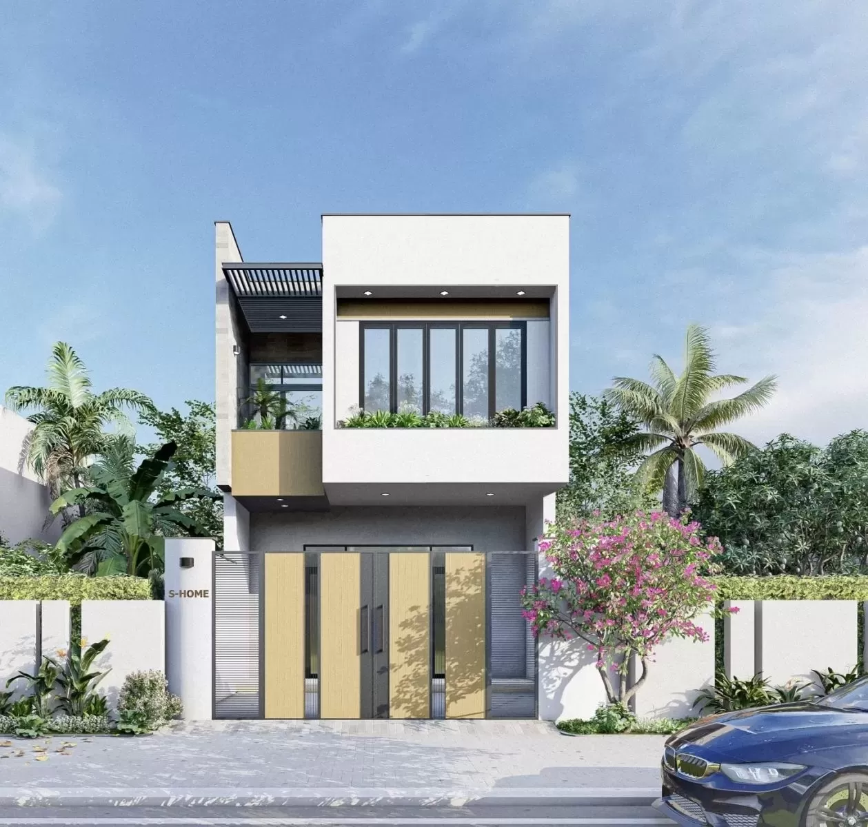 Mẫu nhà ống 2 tầng mái bằng giá rẻ 5x20m