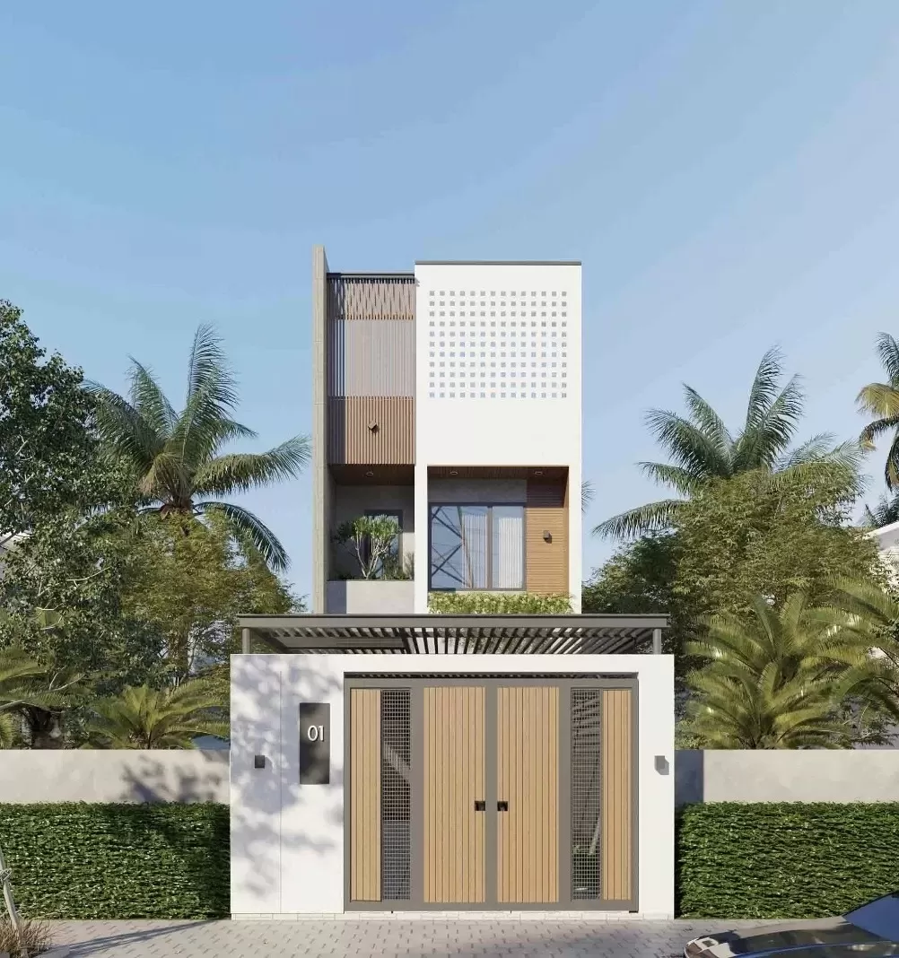 Mẫu nhà ống 2 tầng 1 tum mái bằng giá rẻ 6x14