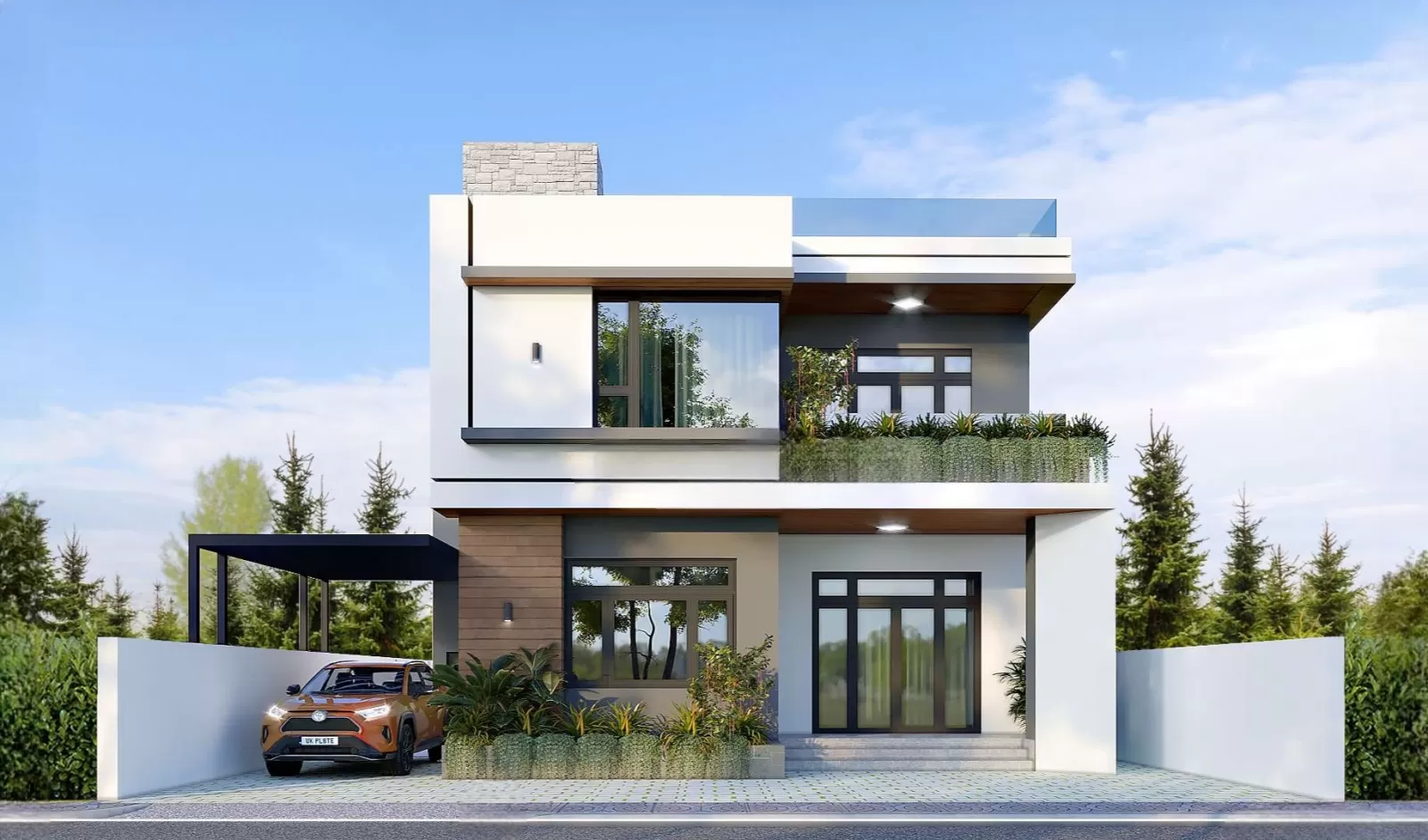 Mẫu nhà phố 2 tầng mái bằng hiện đại giá rẻ 10x10