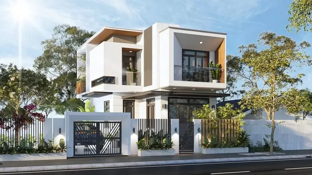 Mẫu nhà 2 tầng chữ L 80m2 giá rẻ 700 triệu đồng hiện đại