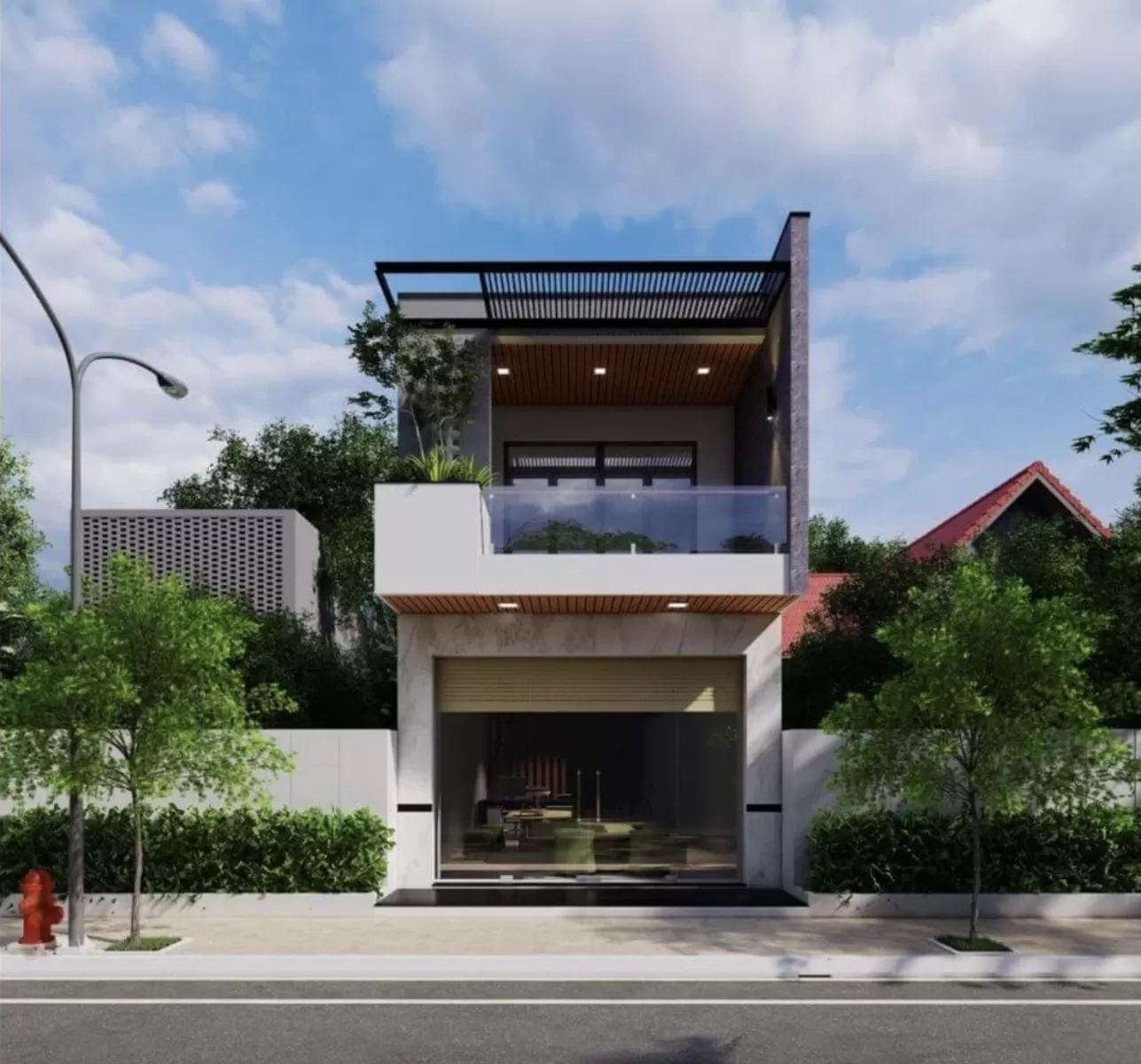 Thiết kế nhà 2 tầng kết hợp văn phòng đẹp hiện đại