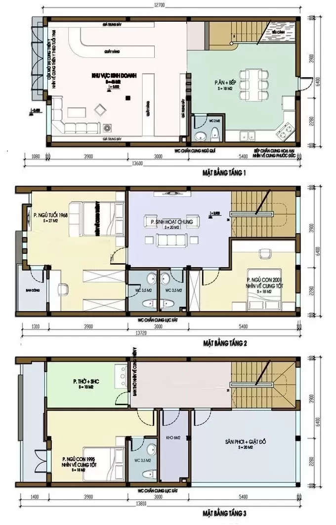 Mặt bằng nhà 7x20 vừa ở vừa kinh doanh tầng trệt