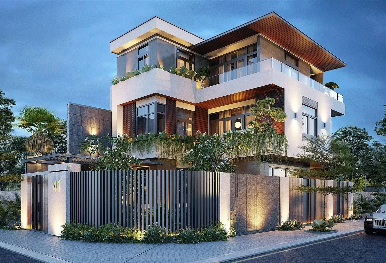 Mẫu tường rào biệt thự bằng sắt đẹp hiện đại