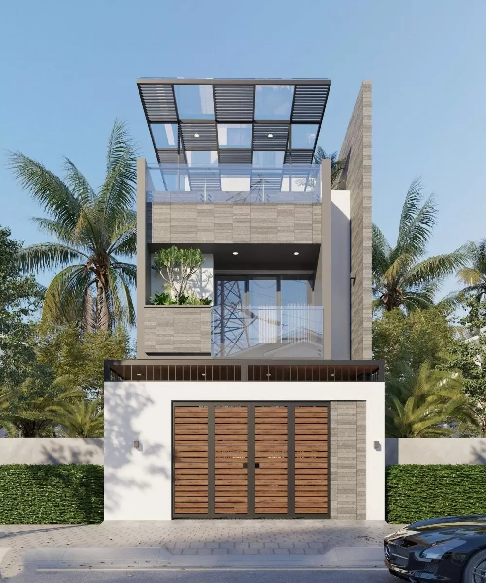 Thiết kế nhà Hàn Quốc 2 tầng 2 phòng ngủ 