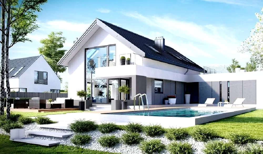 Mẫu biệt thự nhà vườn cấp 4 mái thái có hồ bơi