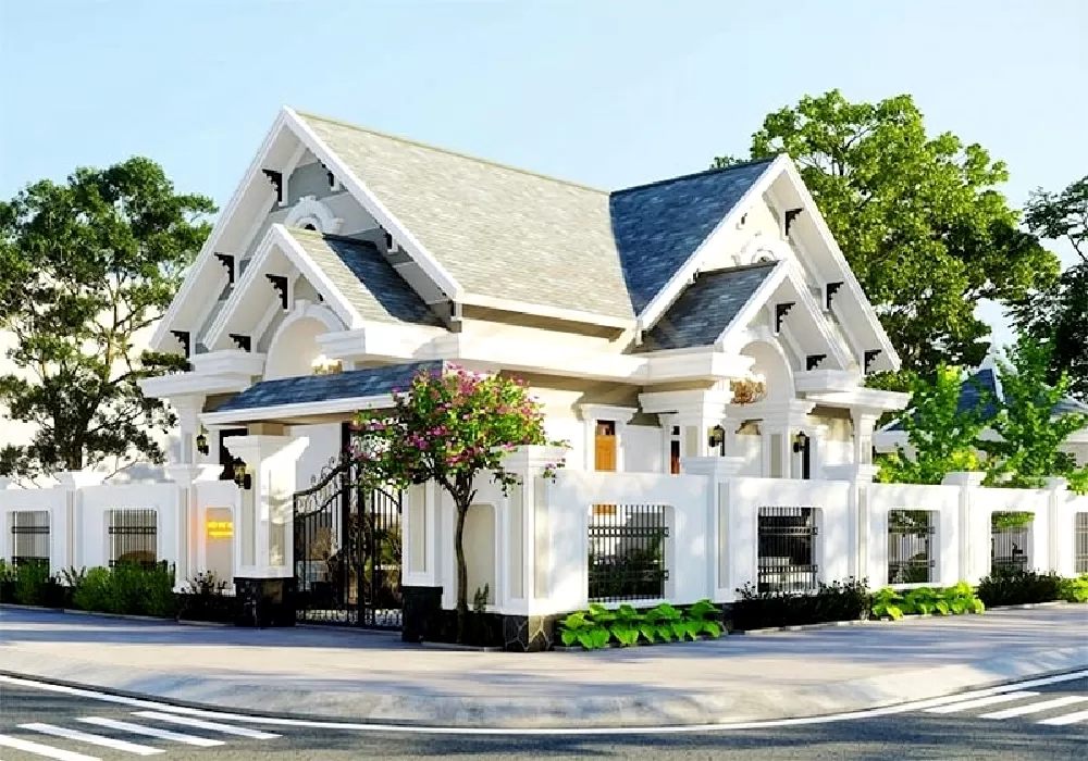Mẫu biệt thự nhà vườn cấp 4 mái thái phong cách tân cổ điển