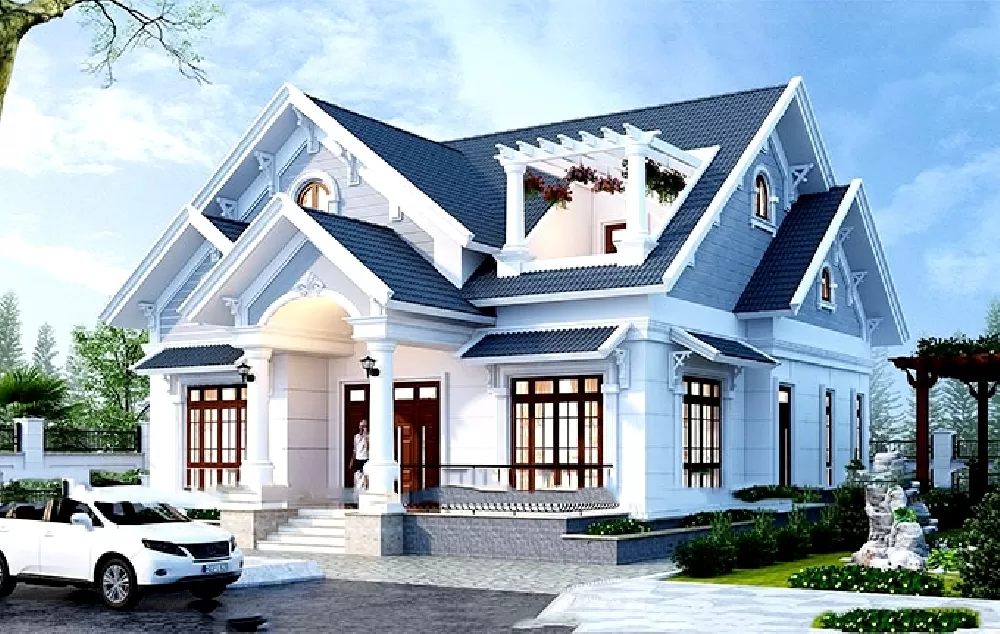 Mẫu biệt thự nhà vườn cấp 4 mái thái có sân vườn