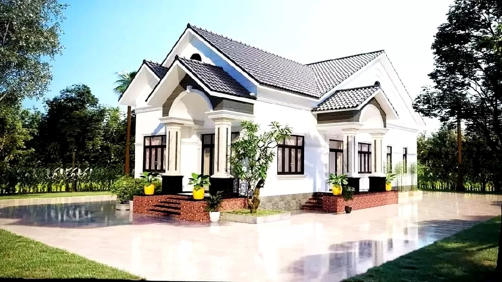 Mái thái là đặc điểm nổi bật nhất của biệt thự nhà vườn cấp 4