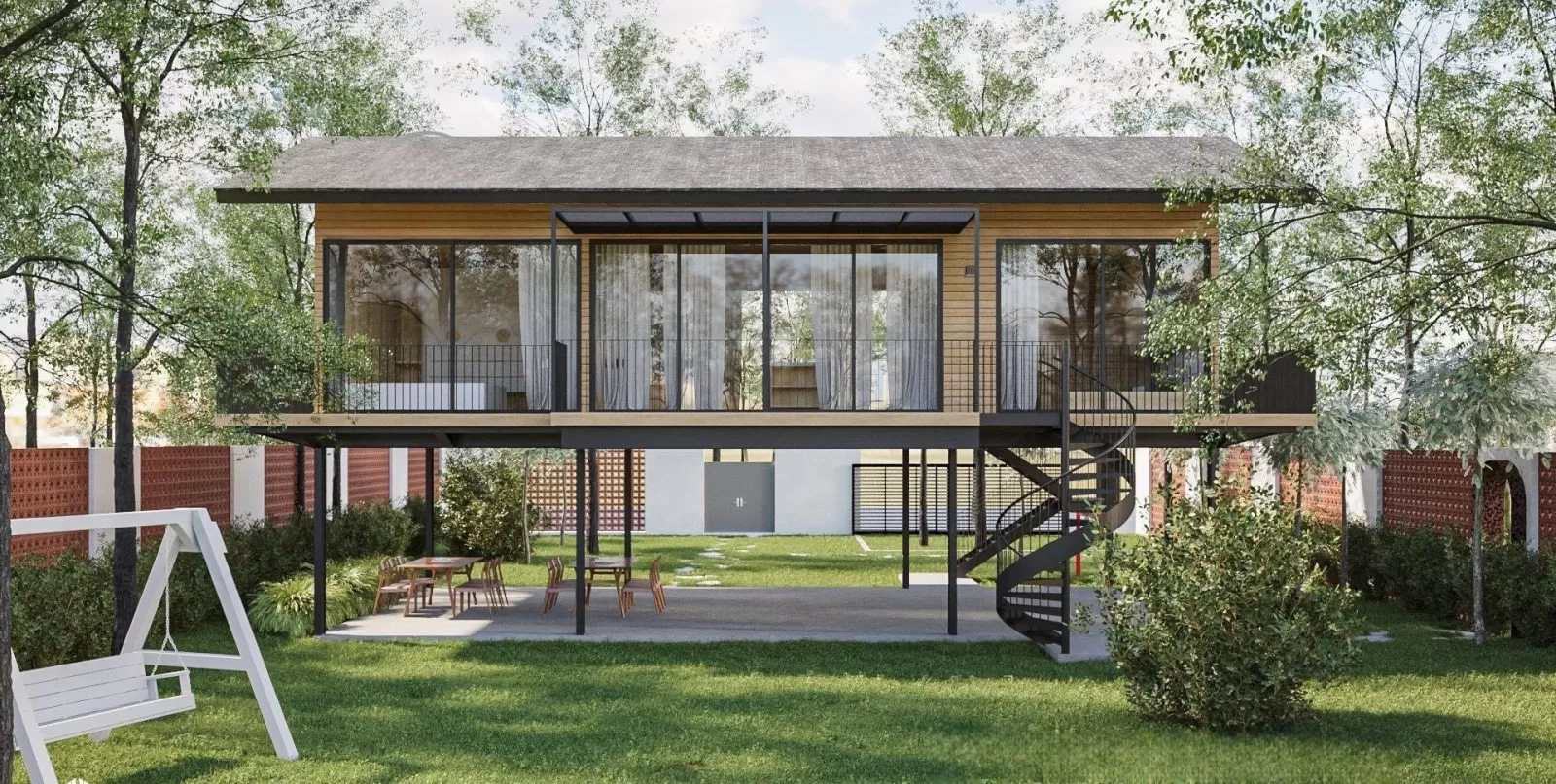 Nhà sàn khung thép tiền chế