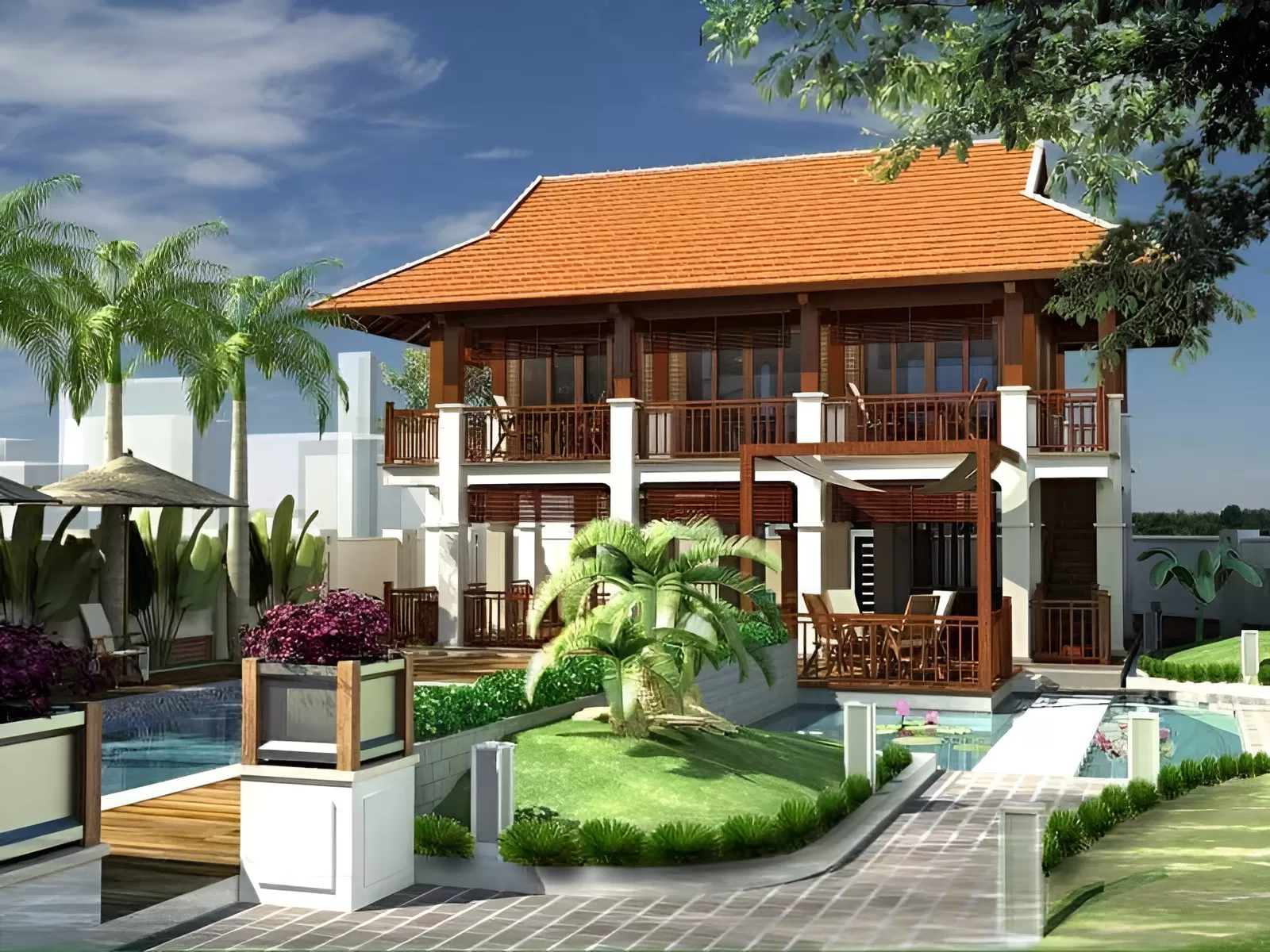 Kiến trúc nhà 3 gian kiểu nhà sàn hiện đại