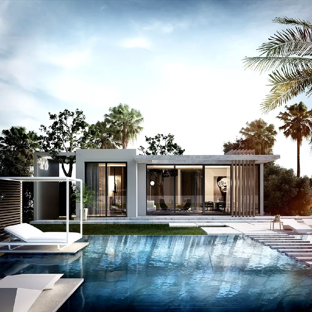 Mẫu nhà cấp 4 3 phòng ngủ mái bằng kết hợp hồ bơi tiện nghi