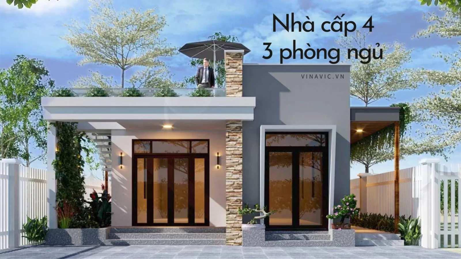 Nhà cấp 4 mái bằng 3 phòng ngủ