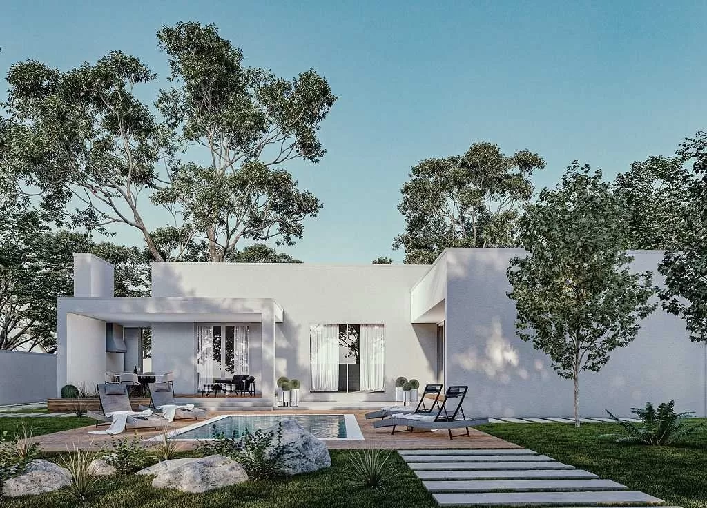 Mẫu sân vườn biệt thự 1 tầng phong cách hiện đại