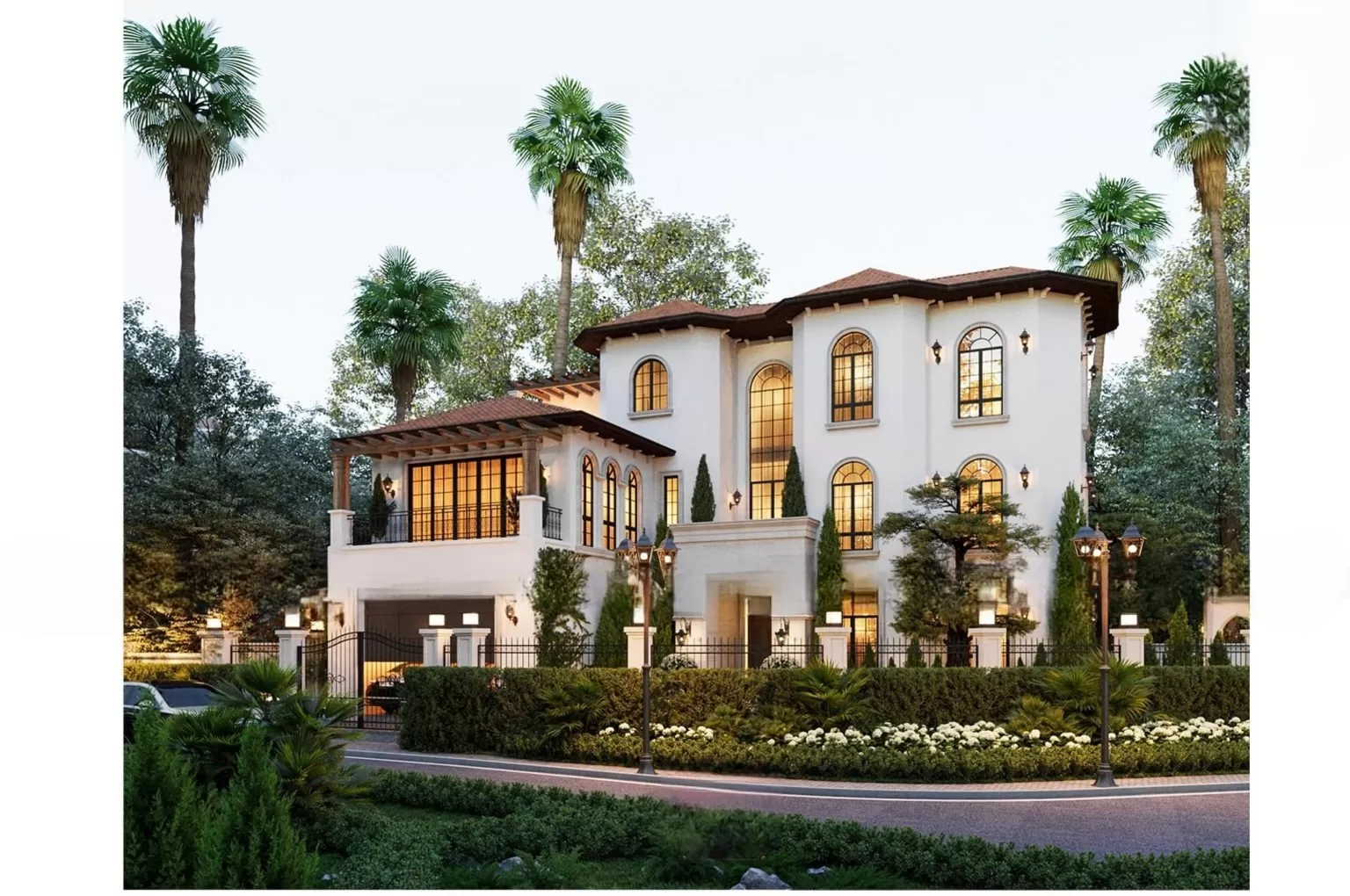 Thiết kế biệt thự 2 mặt tiền đẹp hiện đại phong cách Địa Trung Hải