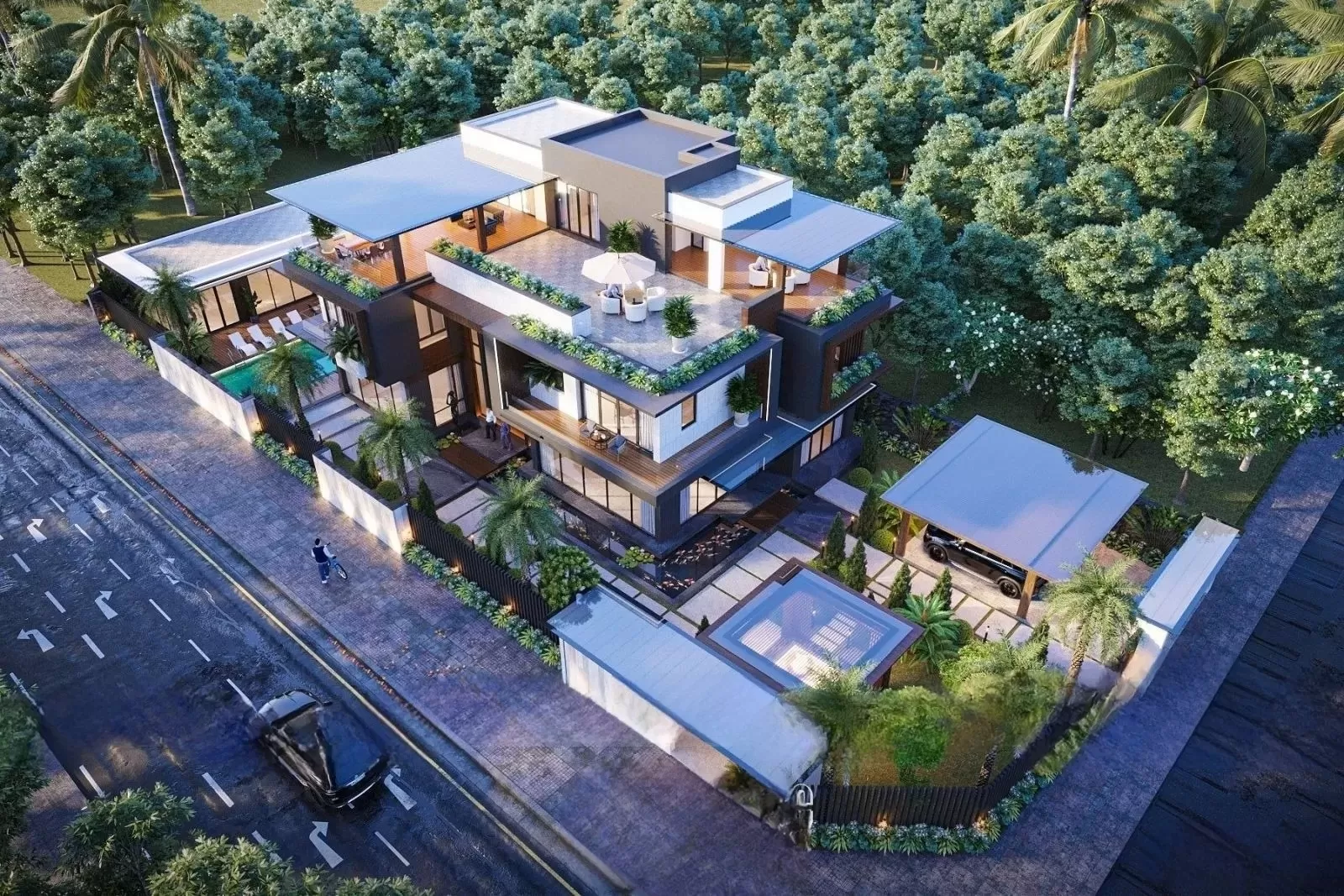 Với 2 mặt tiền, biệt thự có thể tận dụng tối đa ánh sáng và thông gió tự nhiên