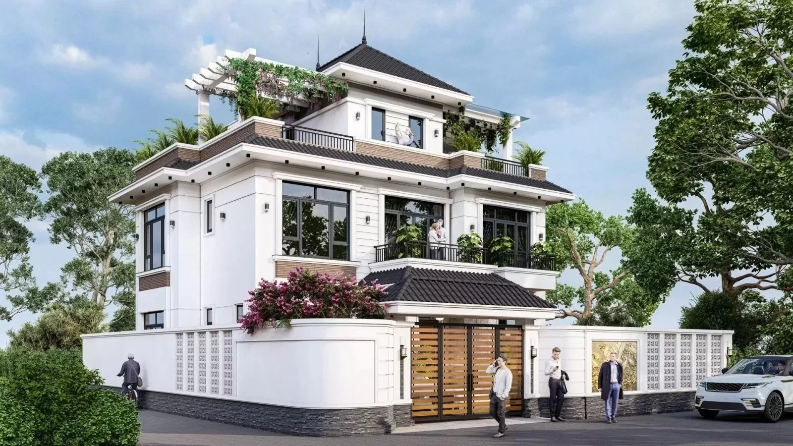 Biệt thự 2 mặt tiền hiện đại mái nhật đơn giản