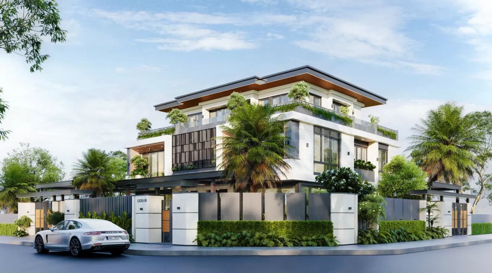 Biệt thự 2 mặt tiền hiện đại mái bằng sang trọng