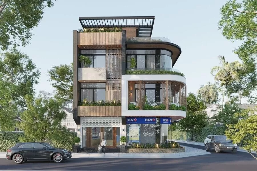 Mẫu biệt thự hiện đại 2 mặt tiền kết hợp kinh doanh