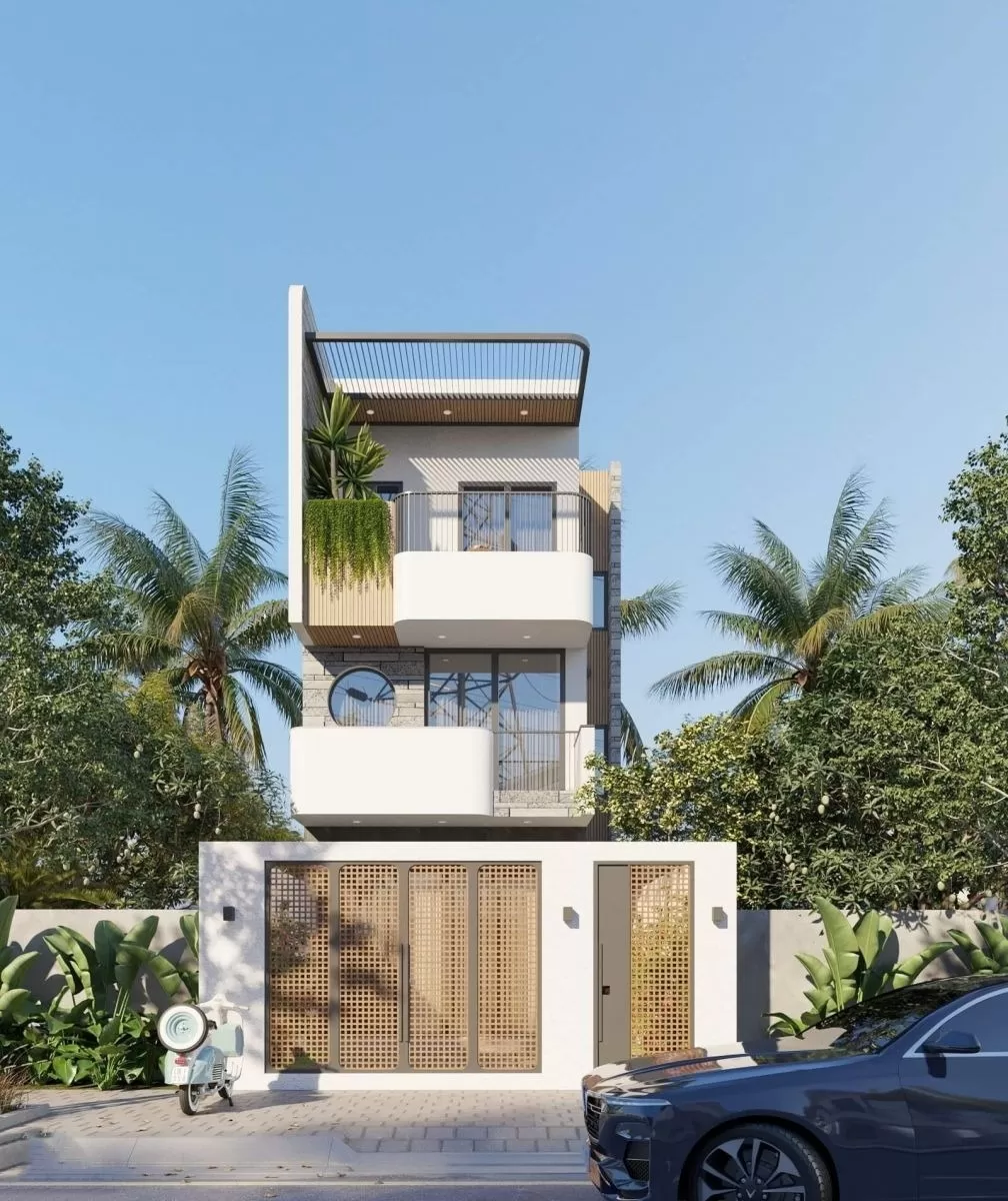  Chiều cao nhà 3 tầng đáp ứng nhu cầu sinh hoạt của gia đình và hài hòa về mặt kiến trúc