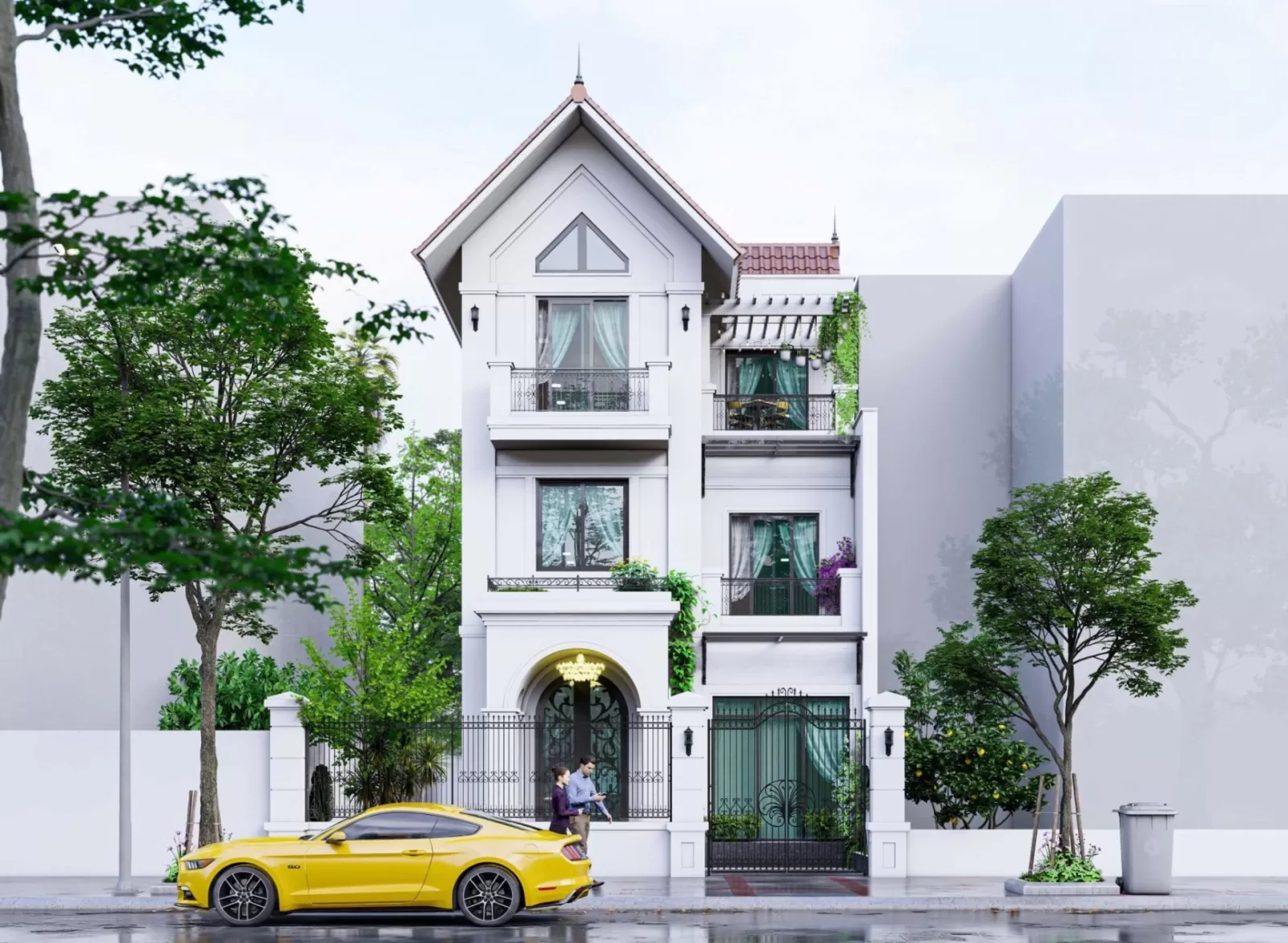 Mẫu nhà đẹp 5x20m mái thái