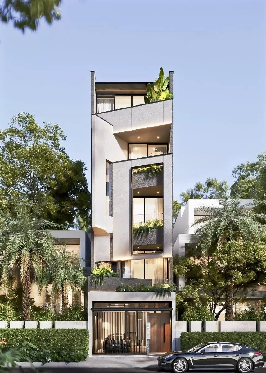 Mẫu nhà đẹp 5x20m mái bằng