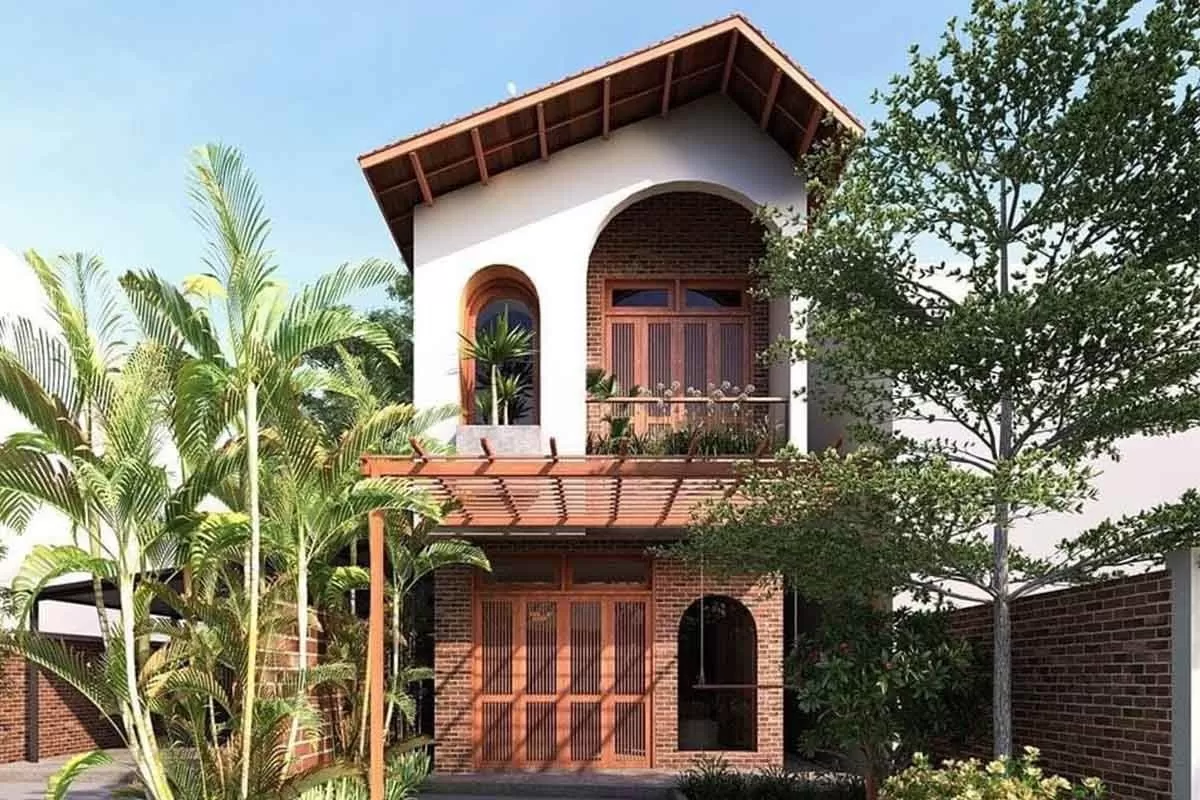 Mẫu nhà đẹp 5x20m mái lệch