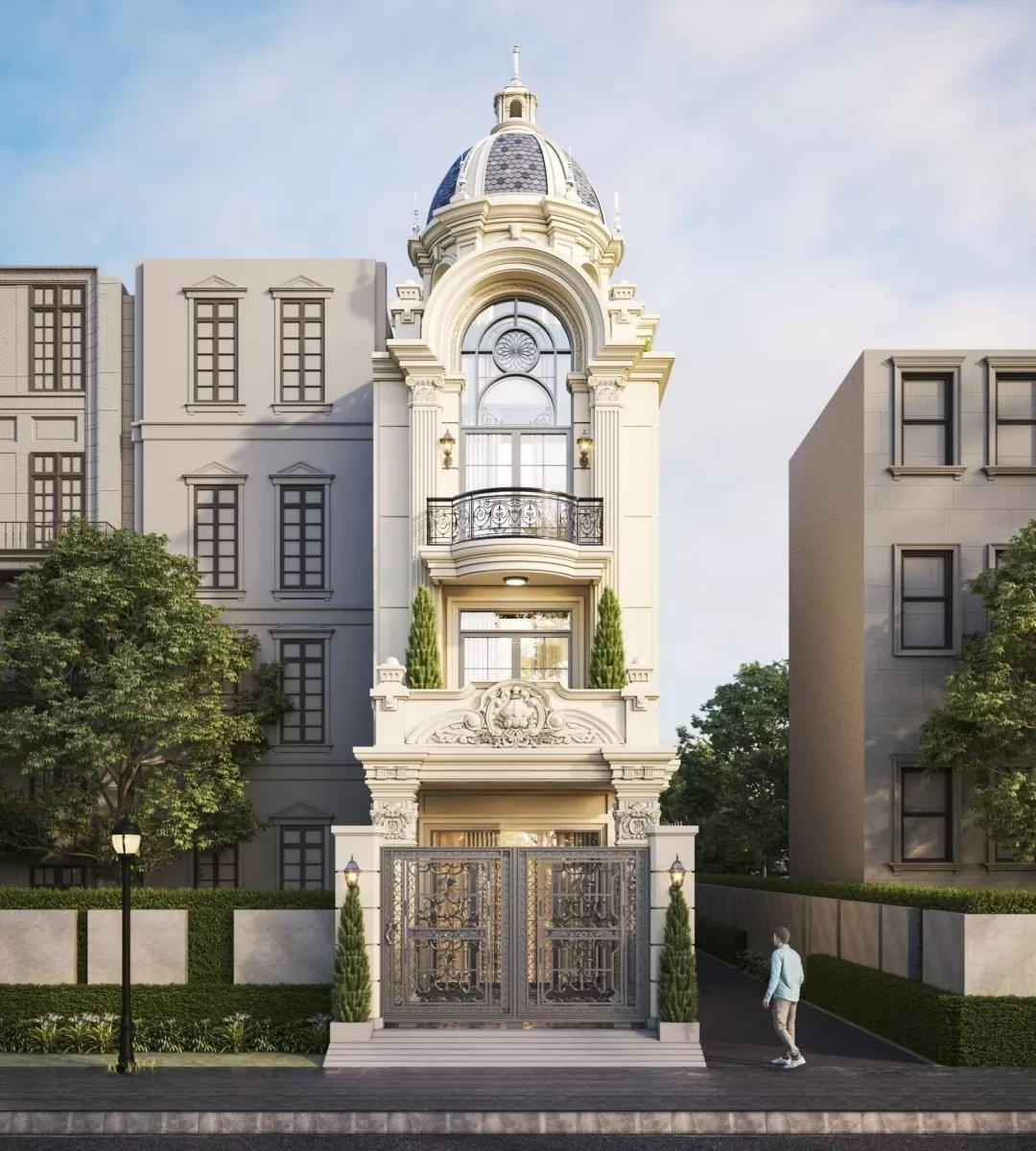 Thiết kế nhà đẹp 5x20m phong cách tân cổ điển