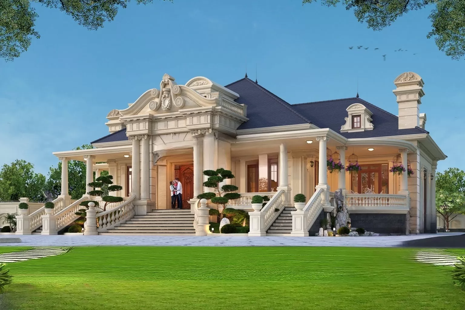 Nhà gác lửng 3 phòng ngủ cổ điển