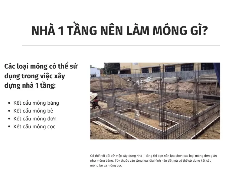 Các loại móng nhà 1 tầng