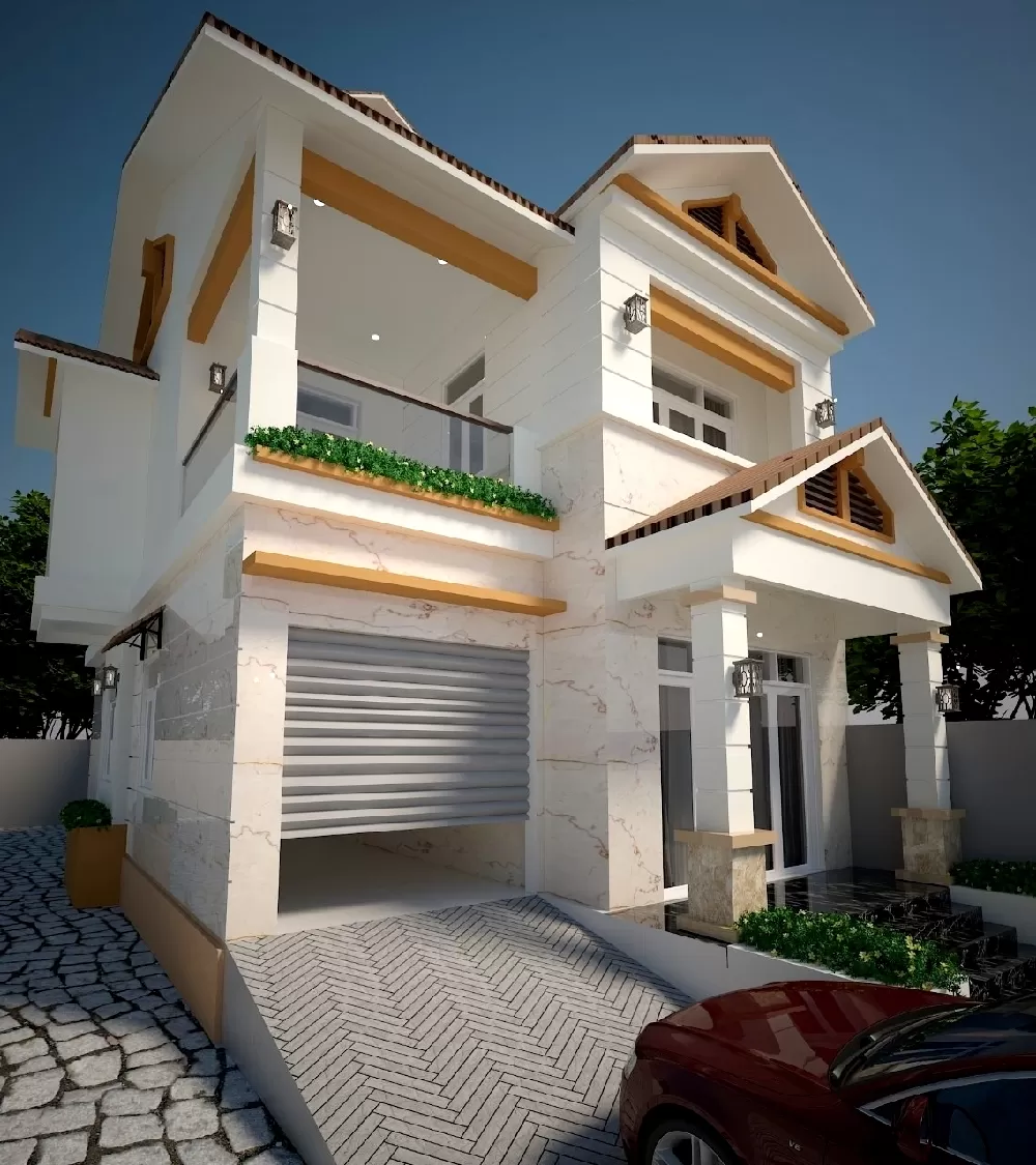 Mẫu nhà đẹp 2 tầng mái thái