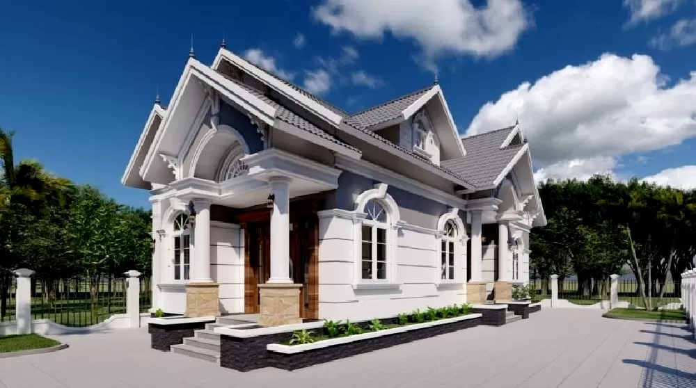 Mẫu nhà 1 tầng có sân vườn ở nông thôn