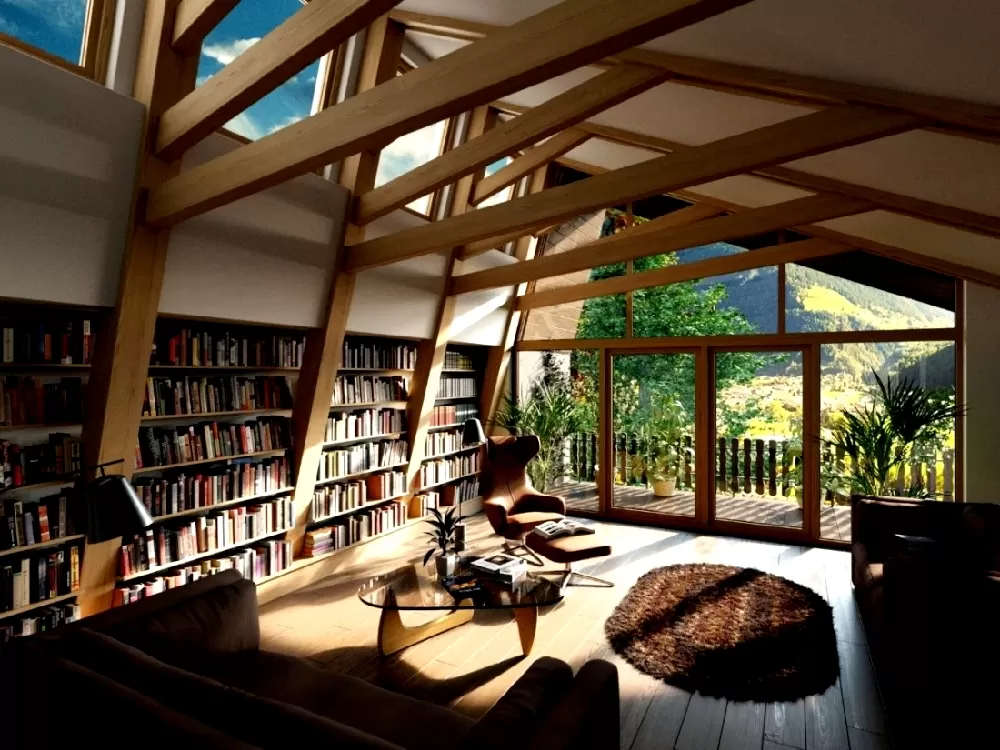 Không gian phòng đọc sách thiết kế mở thoáng đãng