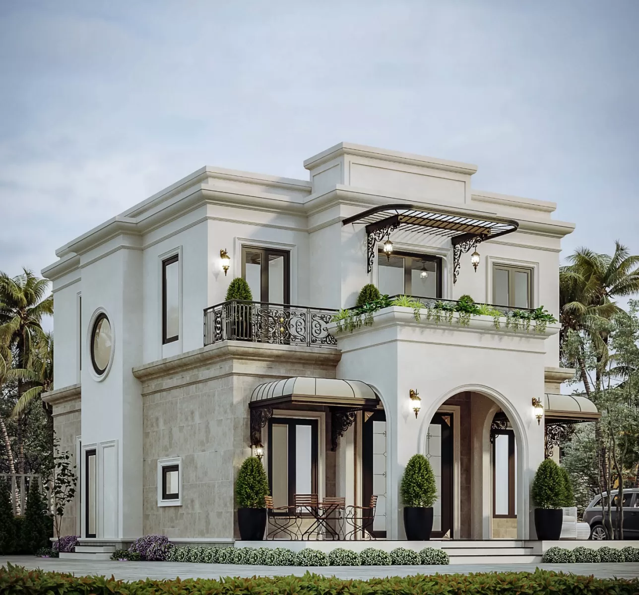 Mẫu biệt thự mini 80m2 phong cách Địa Trung Hải