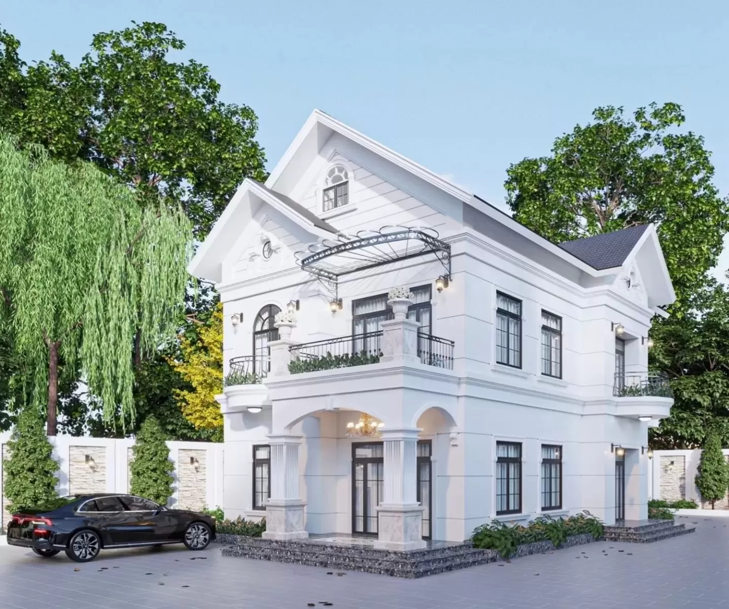 Kiến trúc hiện đại tân cổ điển sử dụng các cửa sổ lớn bằng kính