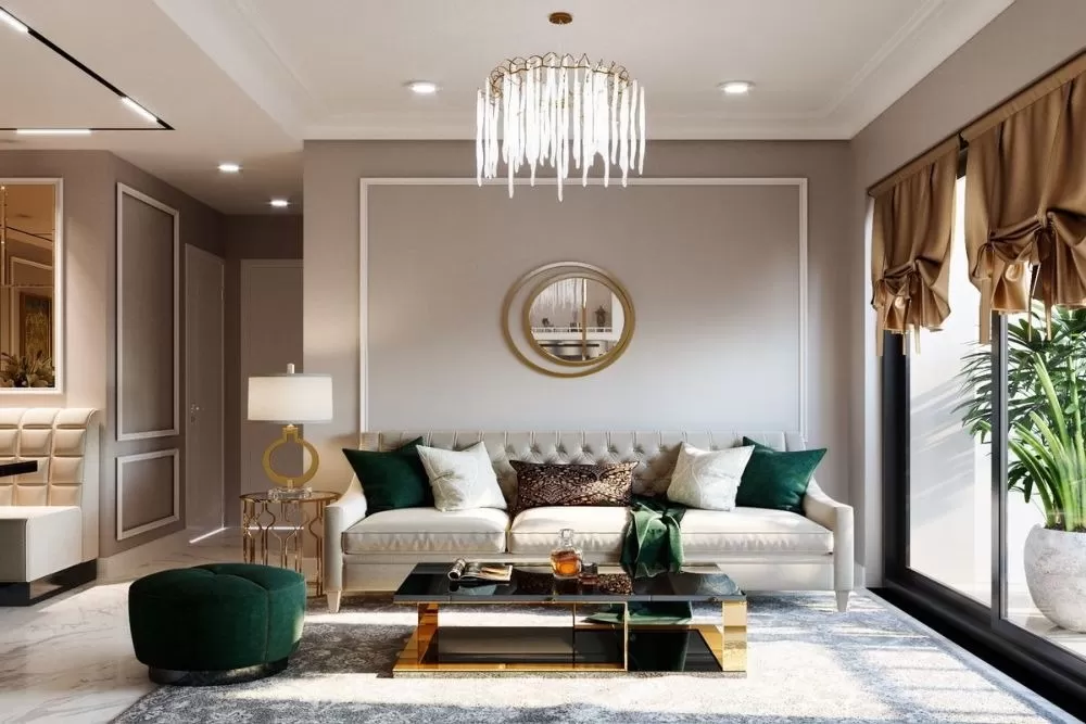  Không gian trung tâm phòng khách thường có trần cao