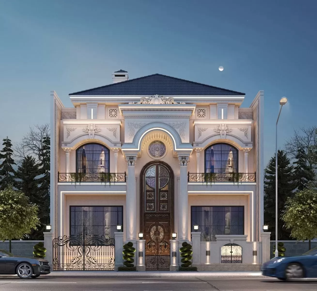 Nhà 2 tầng mái nhật phong cách tân cổ điển hiện đại