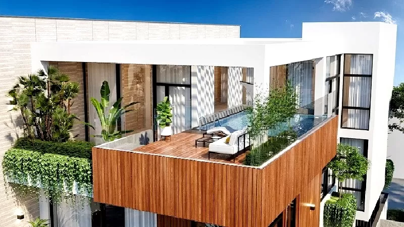 Thiết kế hồ bơi trên biệt thự hiện đại ấn tượng