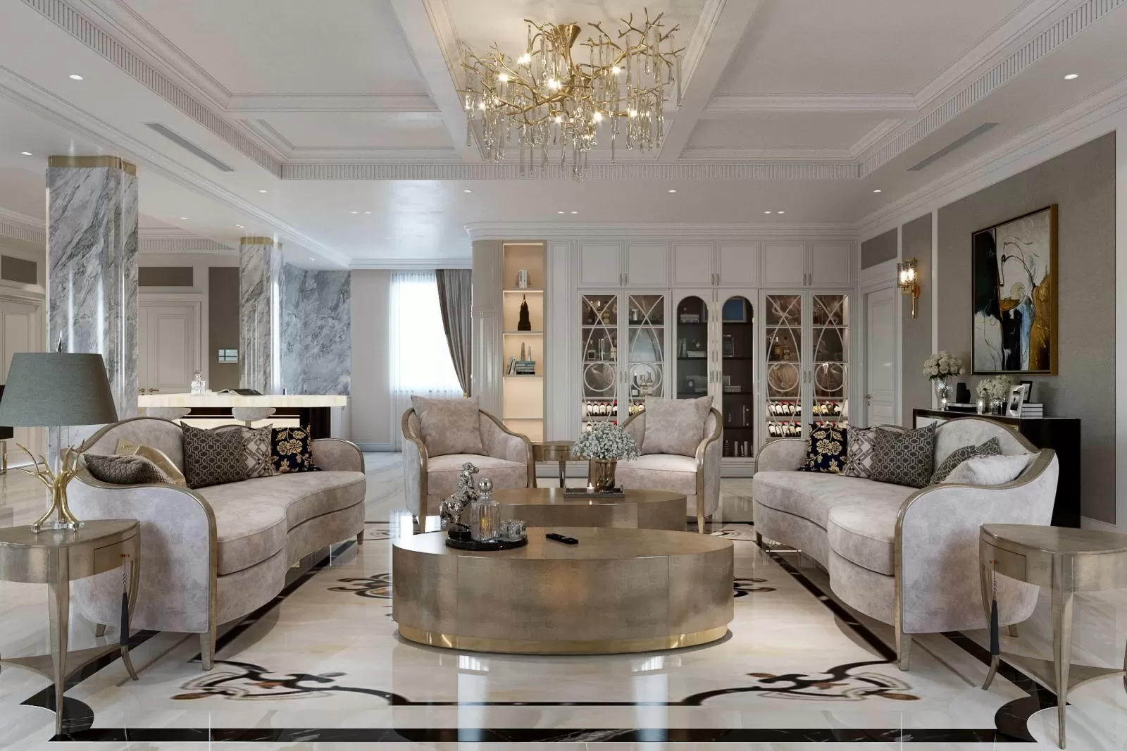 Màu sơn nội thất phòng khách tân cổ điển