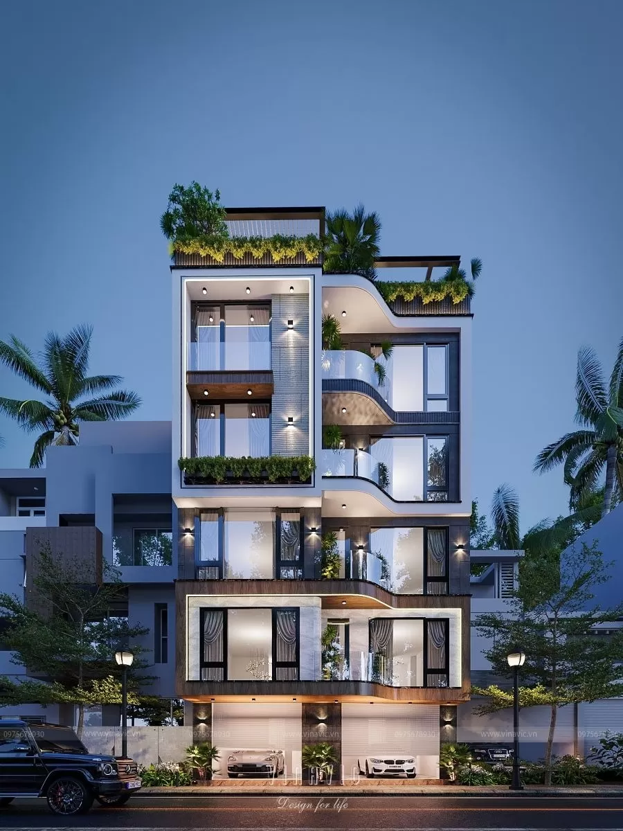 Nhà phố 6 tầng thang máy 9.5m x 9.2m