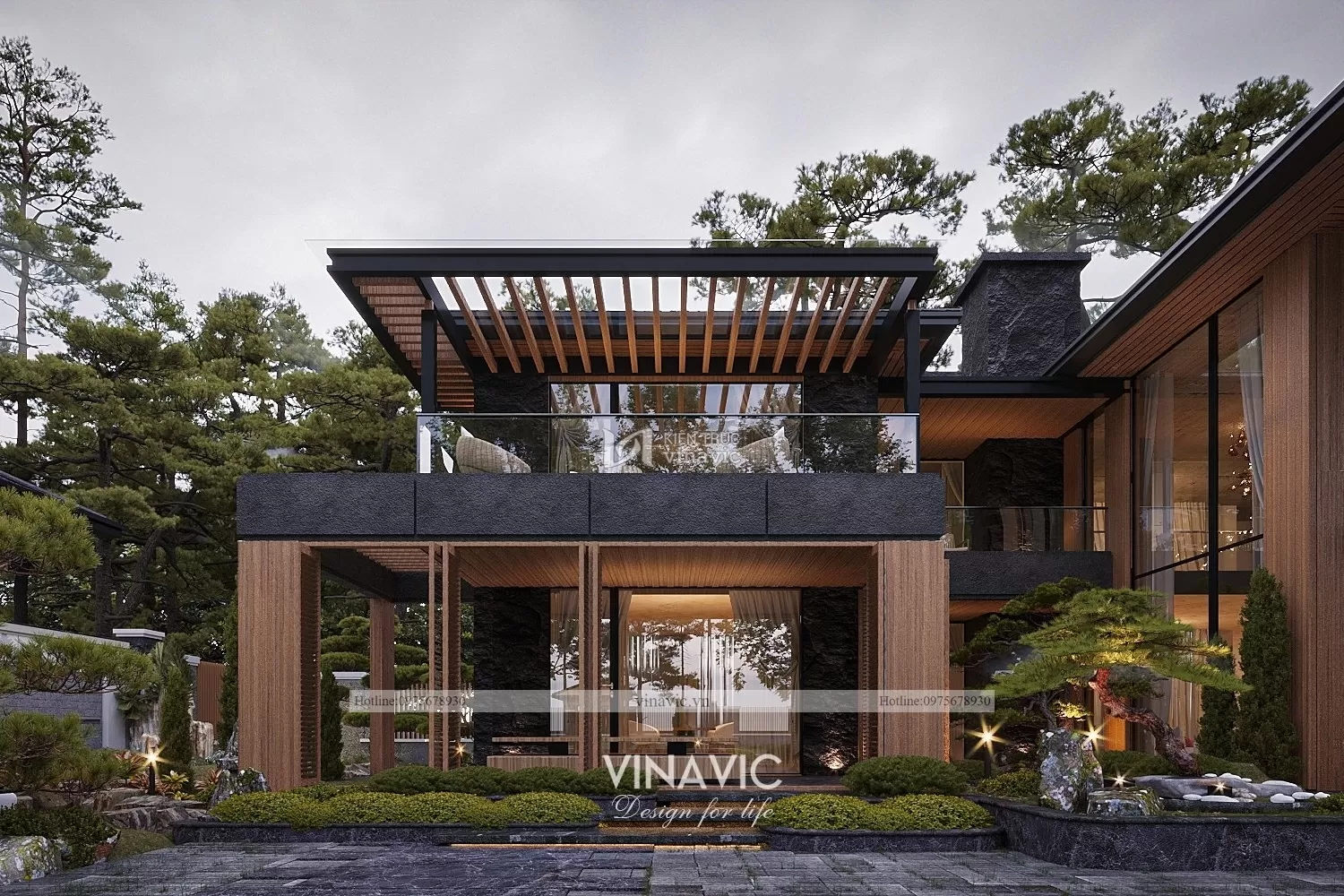 Cận cảnh góc phải không gian thông tầng mẫu nhà hiện đại đẹp