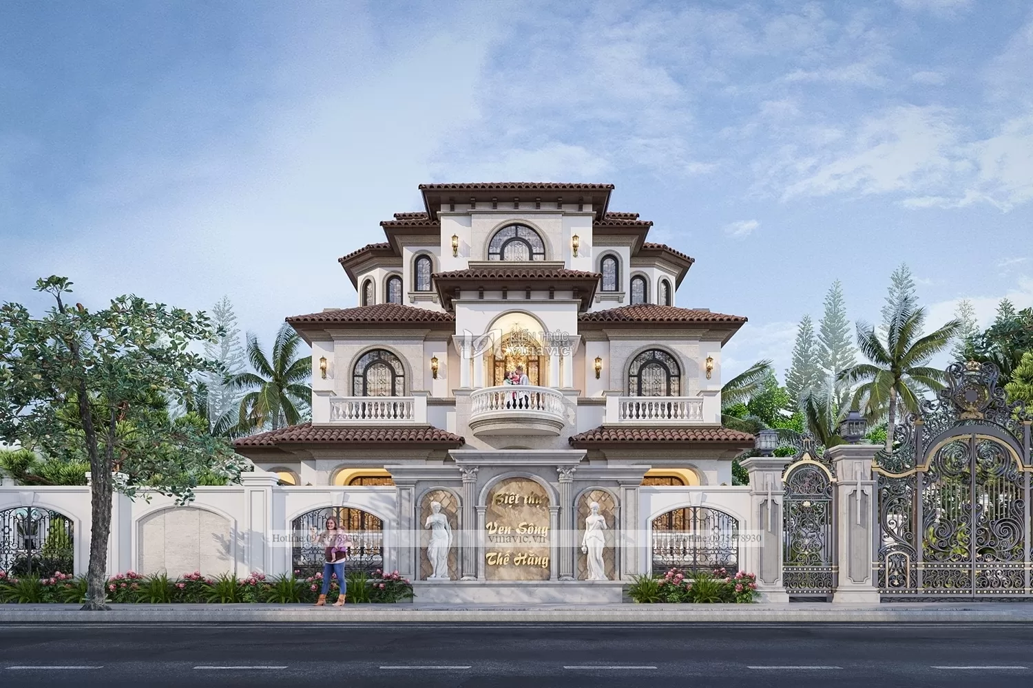 Phối cảnh mặt tiền biệt thự địa trung hải