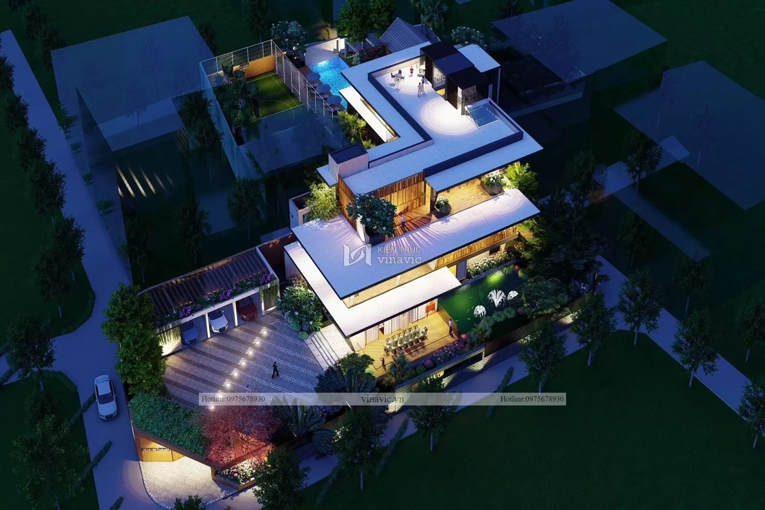 Một góc nhìn khác cận cảnh gara sân vườn