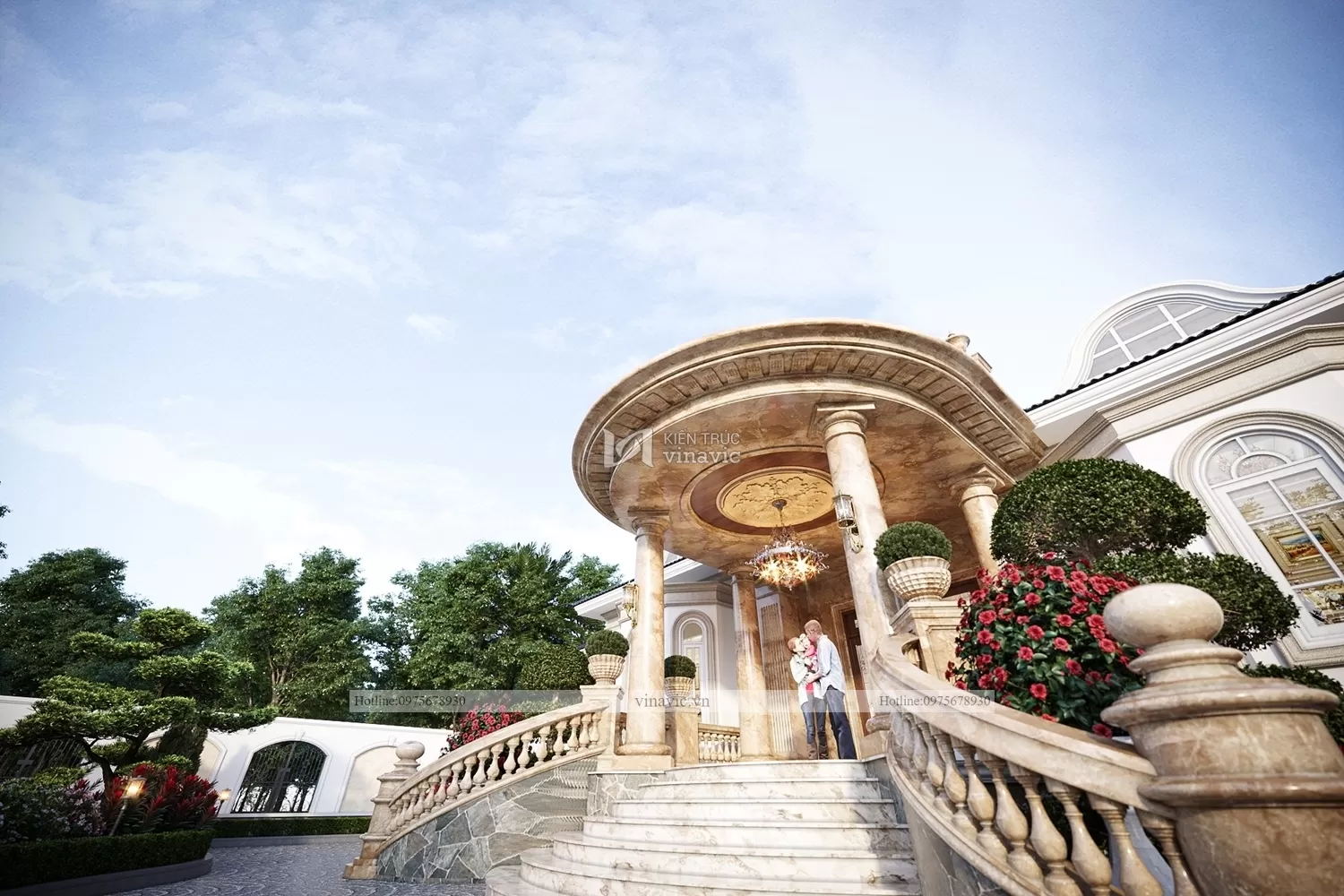 Phối cảnh nhà tân cổ điển 1 tầng