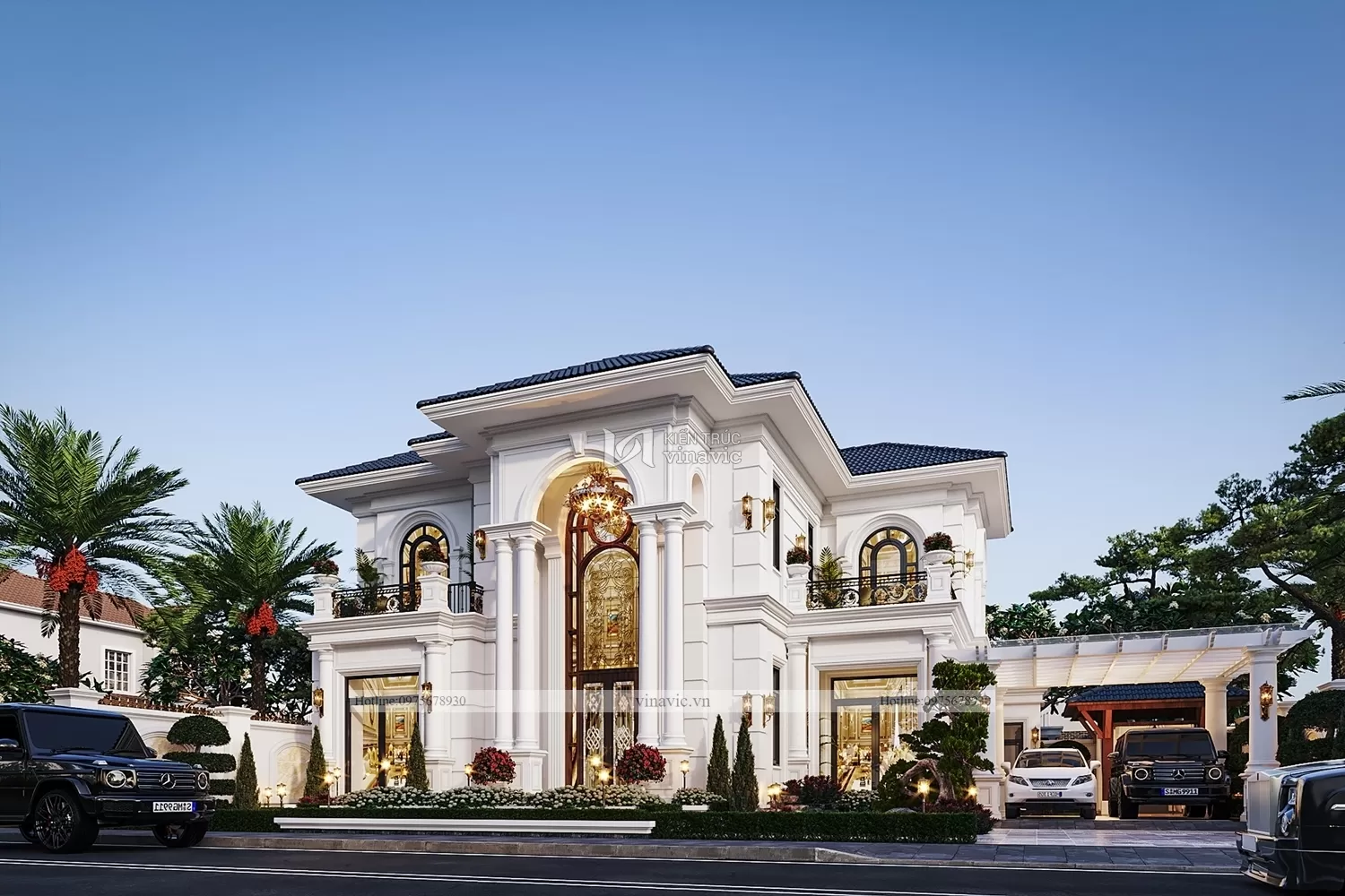 Biệt thự tân cổ điển mái Nhật 2 tầng 195m2 (15x13m)