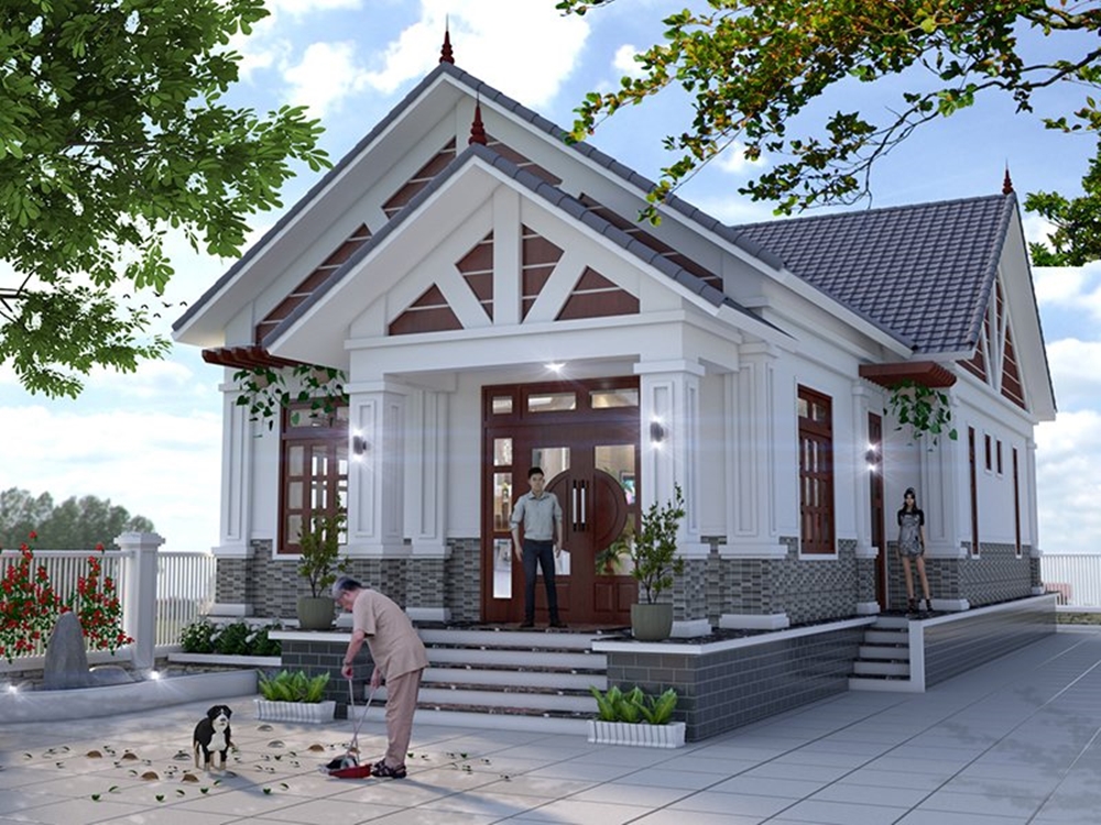 Ngôi nhà vườn với khoảng sân rộng làm không gian vui chơi thư giãn