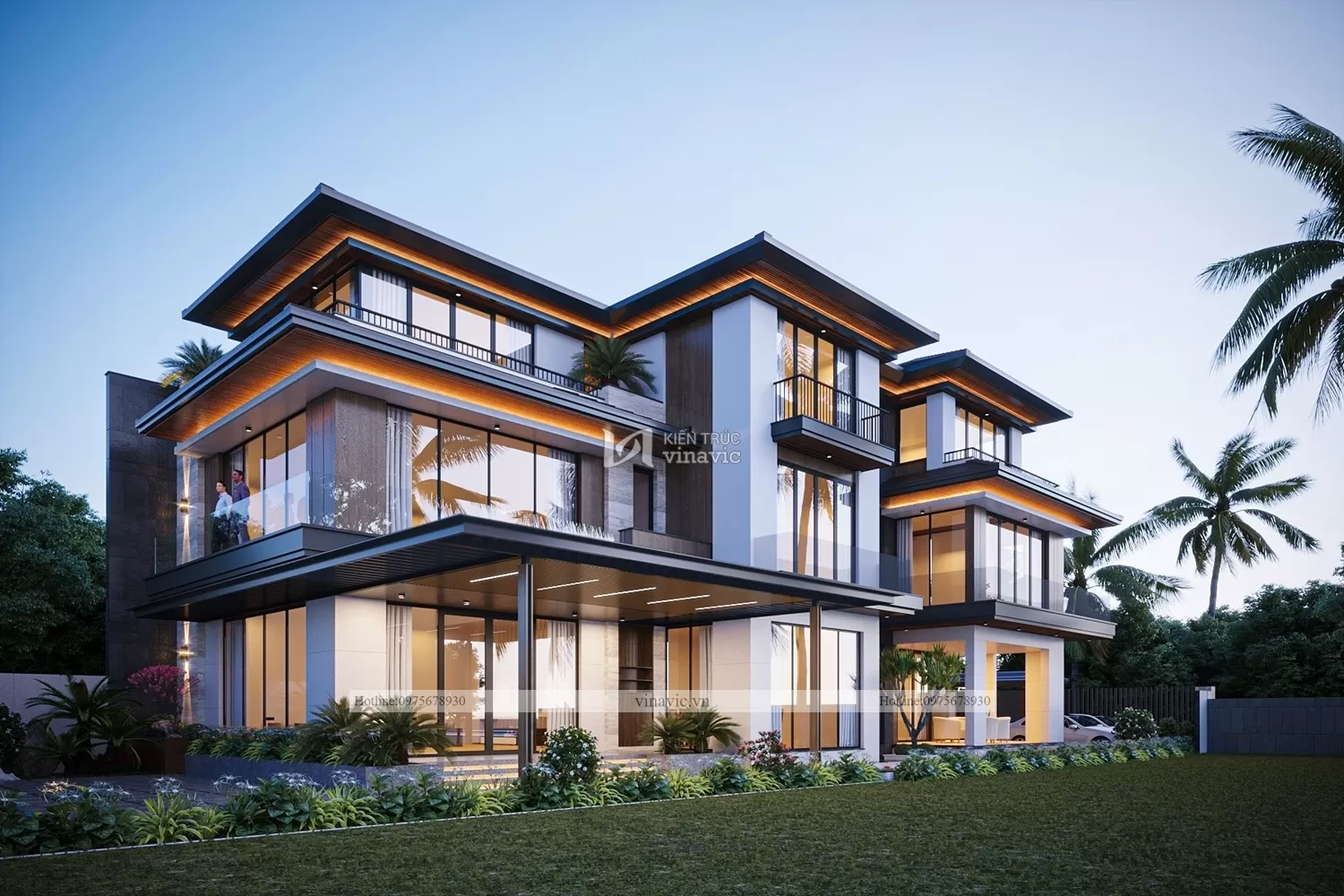 Thiết kế biệt thự 3 tầng mái nhật hợp phong thủy