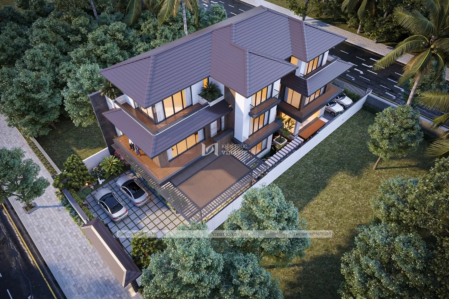 Hệ mái nhật khiến căn biệt thự thêm ấn tượng