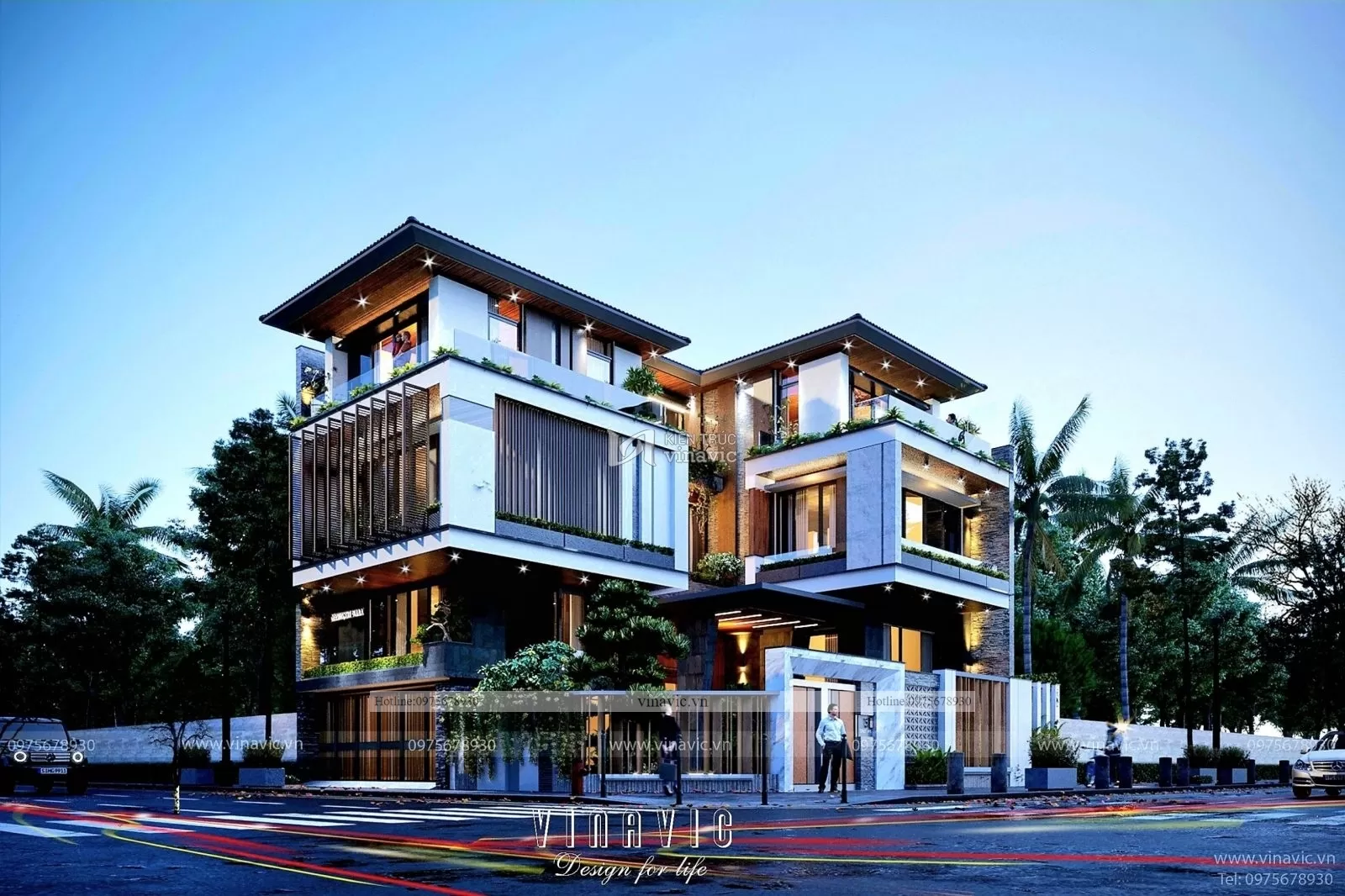 Biệt thự mái nhật hiện đại có sự cân đối hài hòa