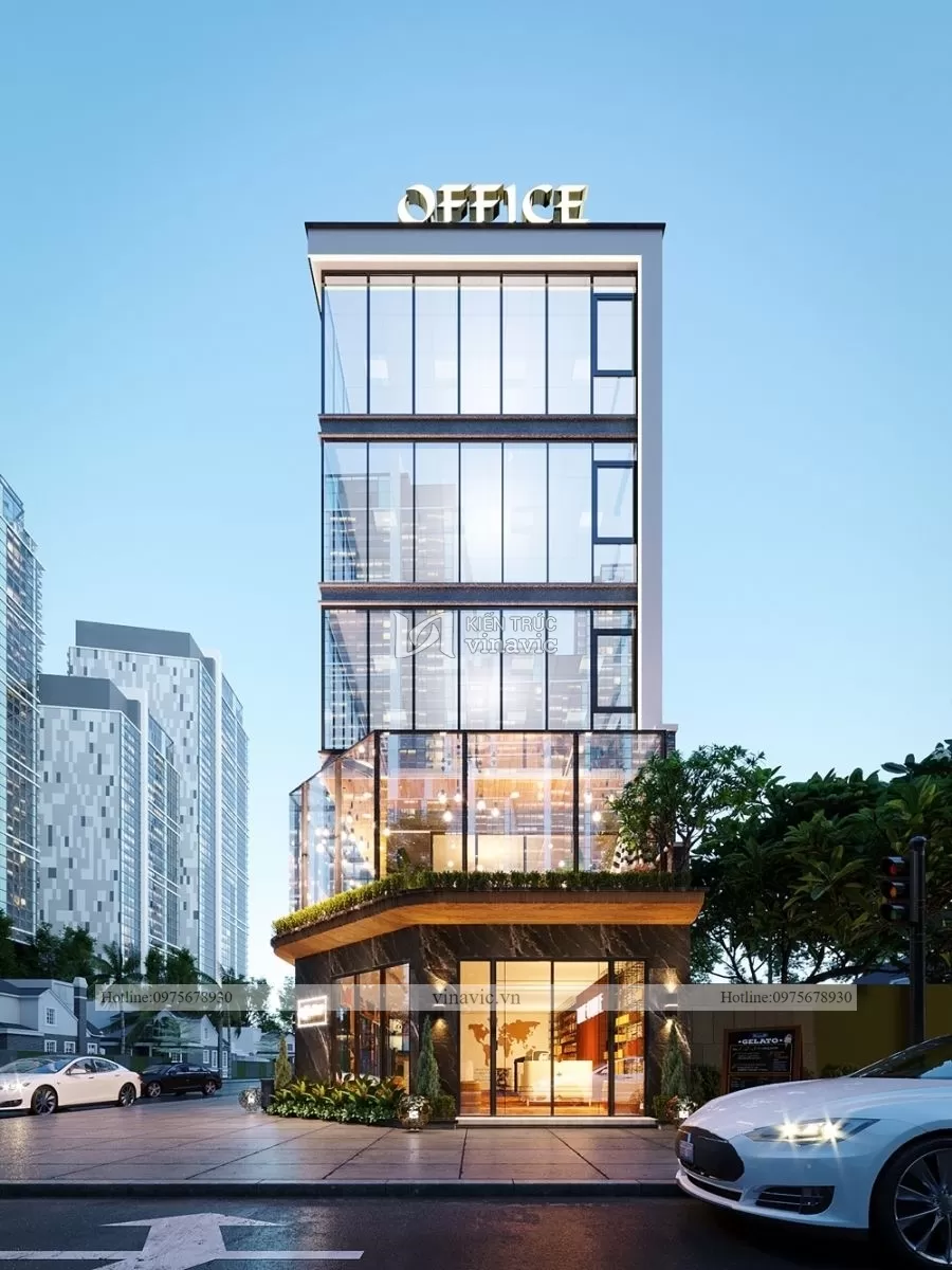 Phối cảnh thiết kế tòa nhà văn phòng hiện đại