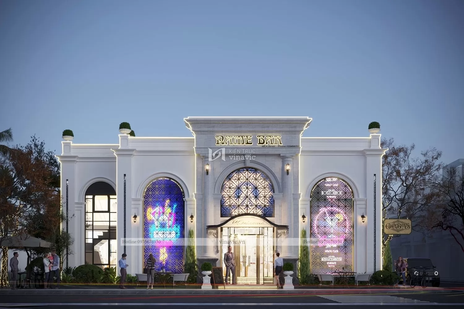 Mặt tiền quán bar phong cách tân cổ điển sang trọng, đăng cấp